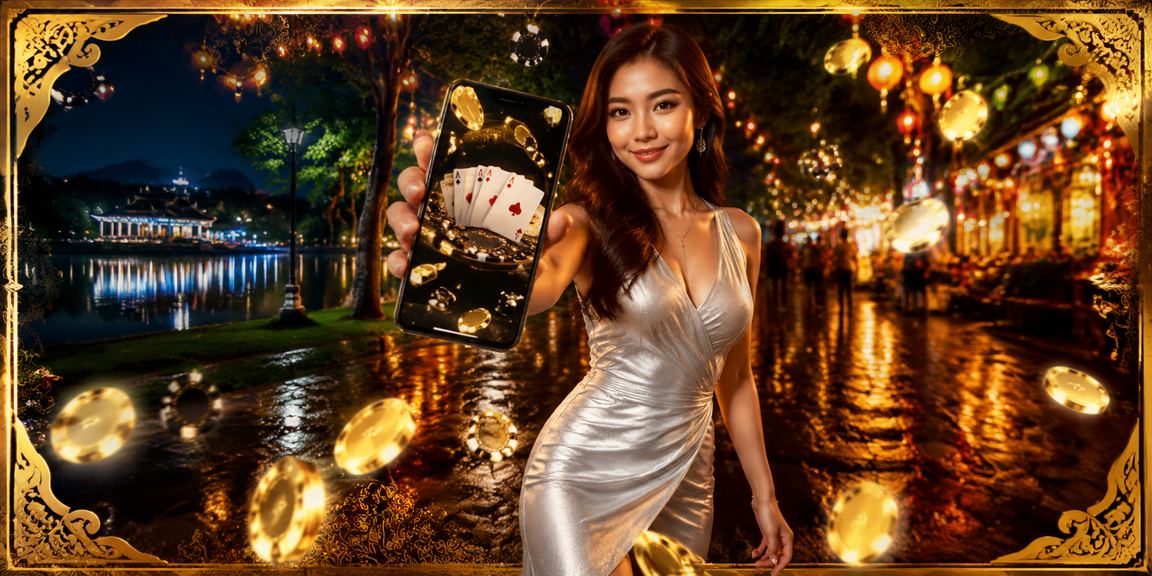 Permainan poker Malaysia dengan latar batik tradisional menggambarkan suasana kasino tempatan yang meriah